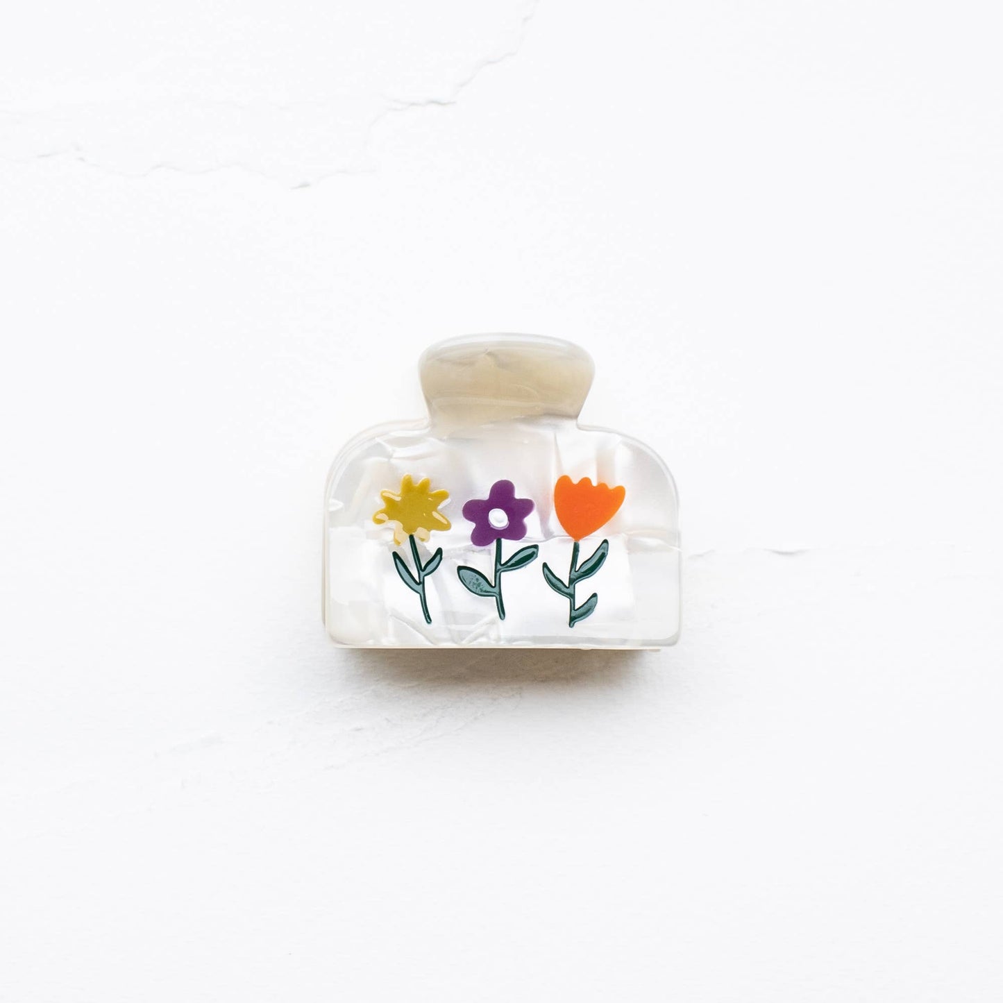 Tiepology | Eco Flowers in Bloom Cream Floral Handmade | Hair Claw Clip