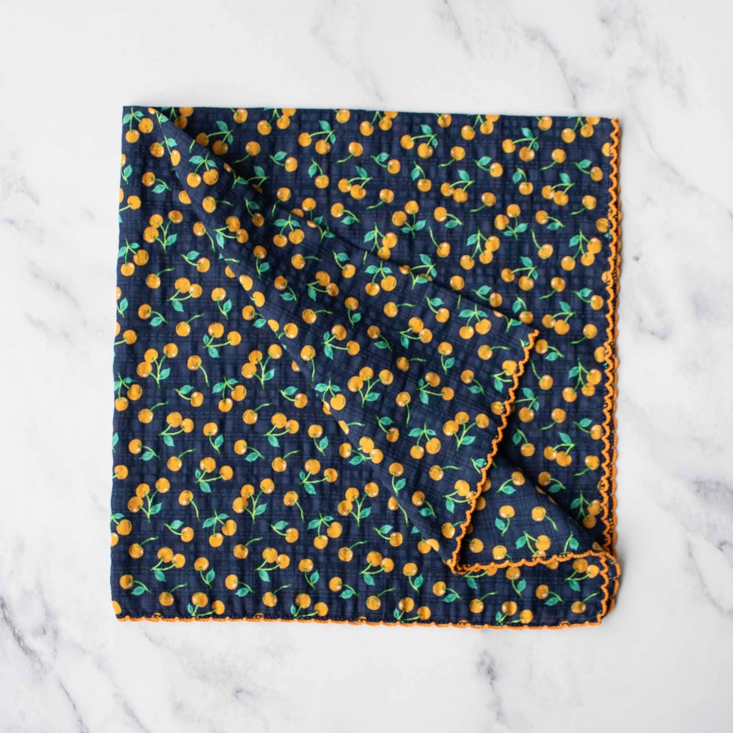 Tiepology | Cherry Cotton Navy and Yellow Floral | Scarf