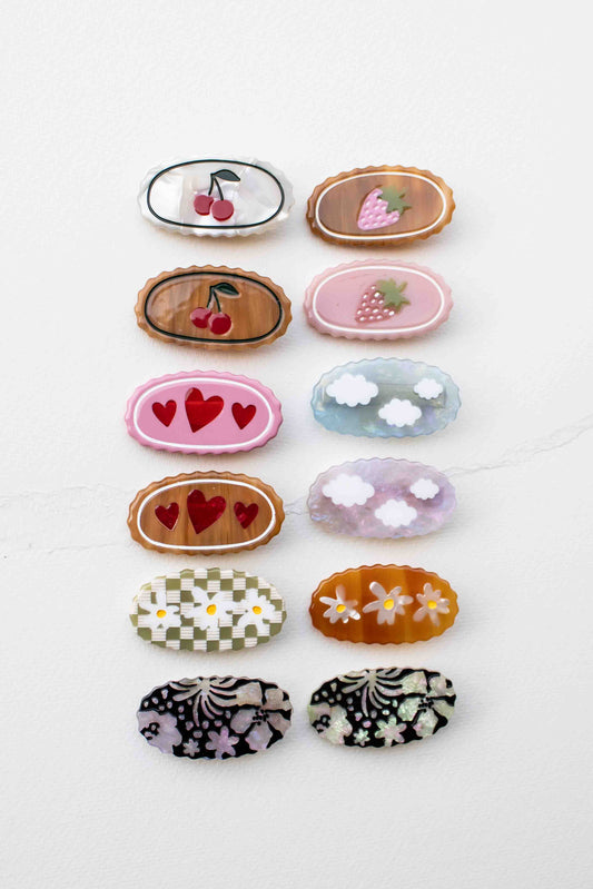Tiepology | Eco Acetate Assorted Designs Hair Pins: Pink/Red Heart