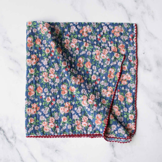 Tiepology | Rose Garden Cotton Sage and Coral | Scarf