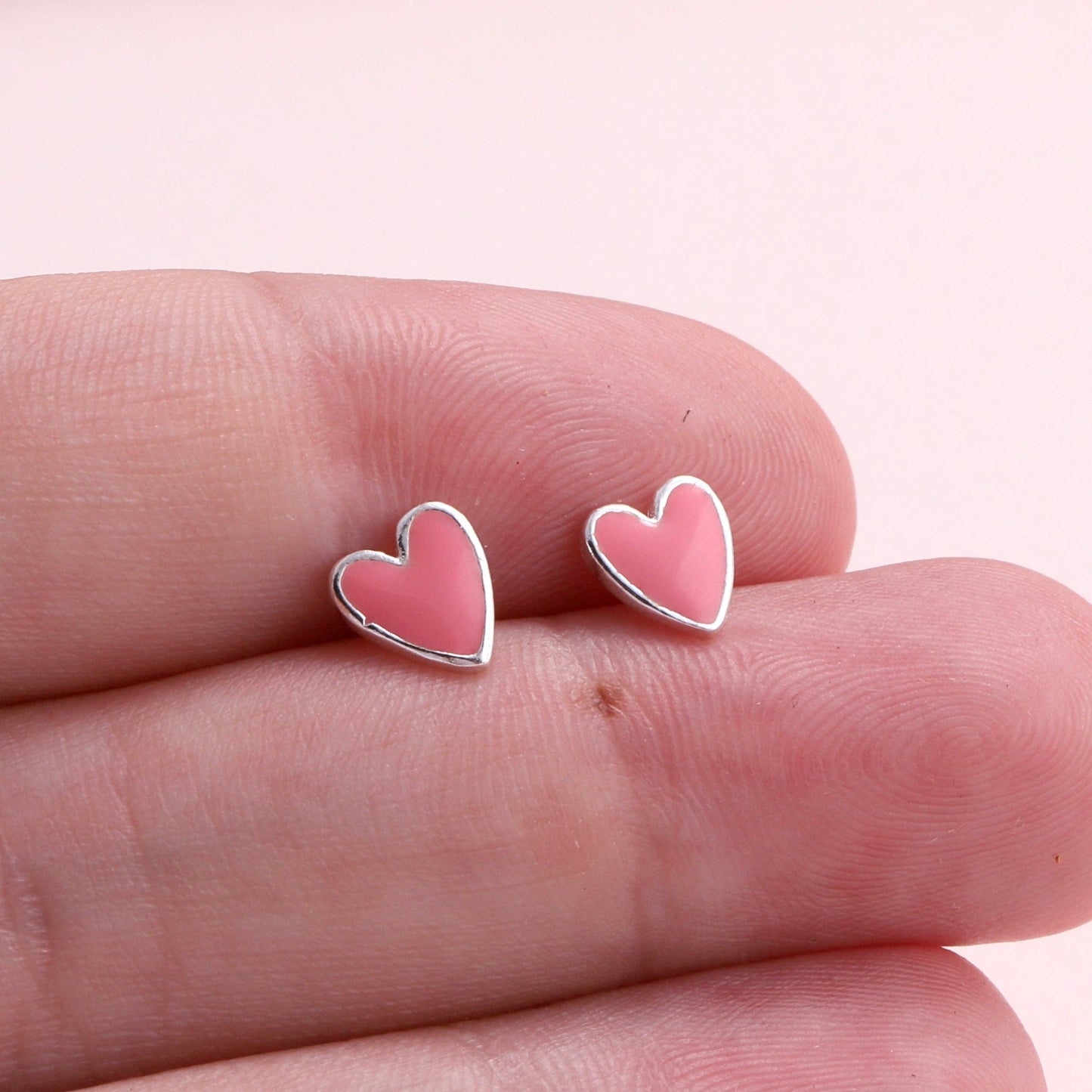 Attic Creations | Love Grows Here | Pink Enamel Heart Stud Earrings