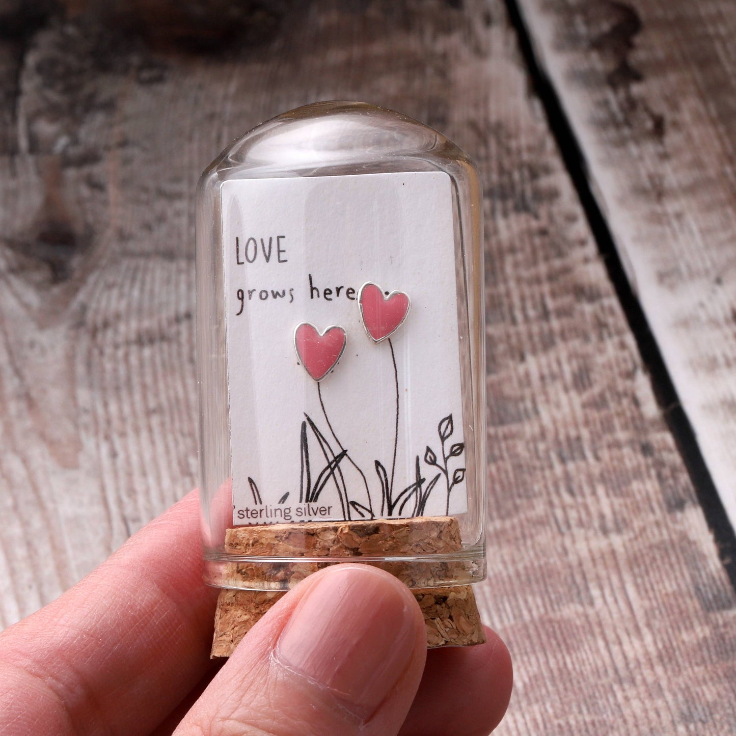 Attic Creations | Love Grows Here | Pink Enamel Heart Stud Earrings