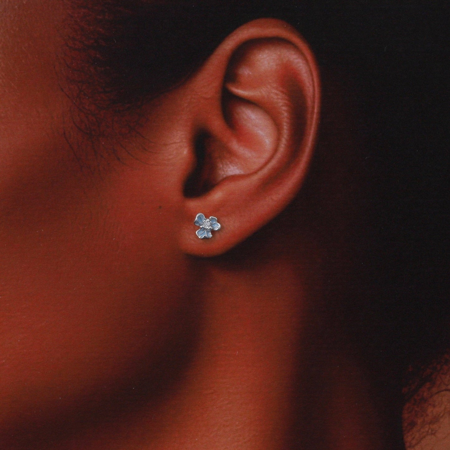 Attic Creations | I'd Pick You | Three Petal Blue Flower Stud Earrings