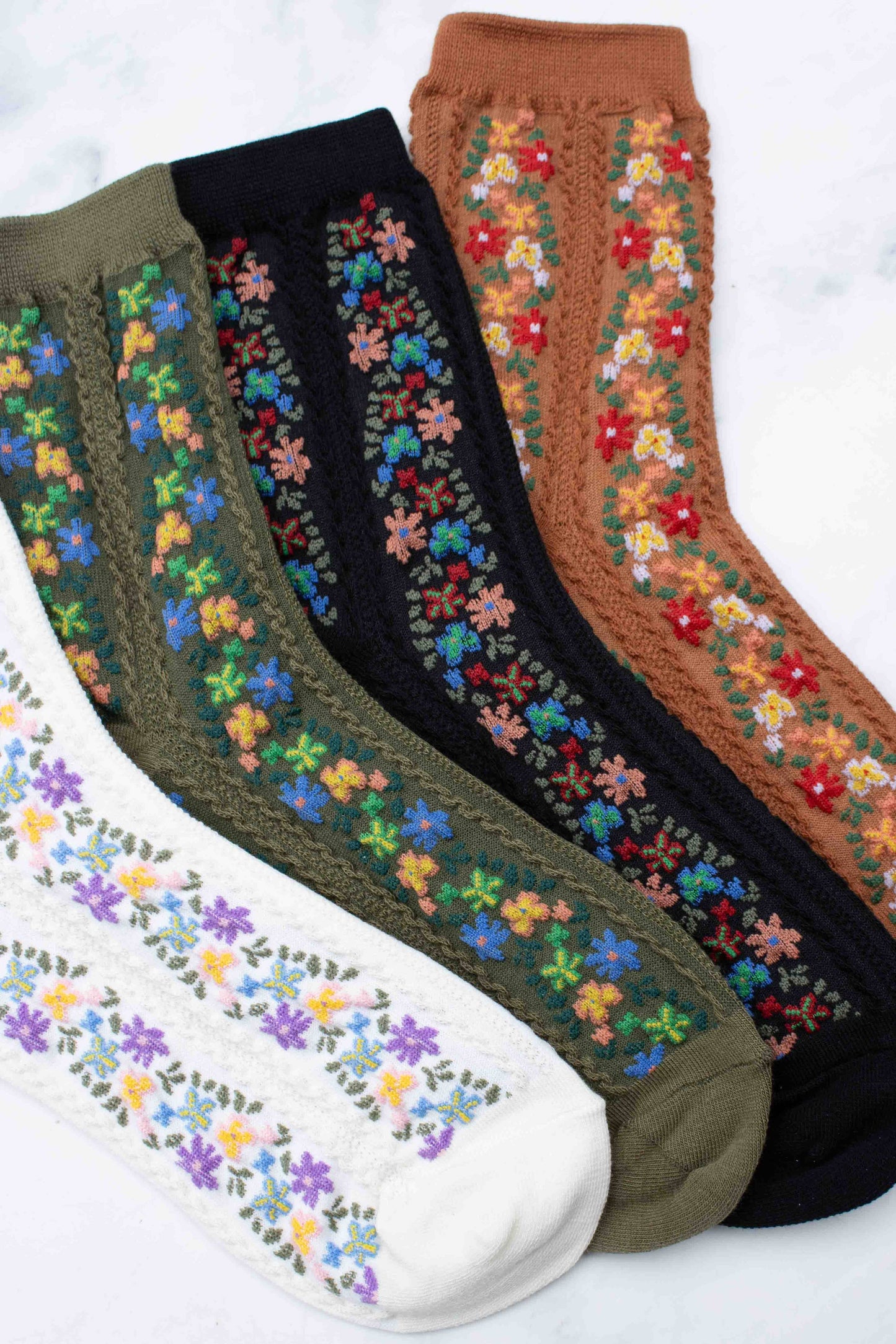 Tiepology | Women's Aahana Floral Black | Socks