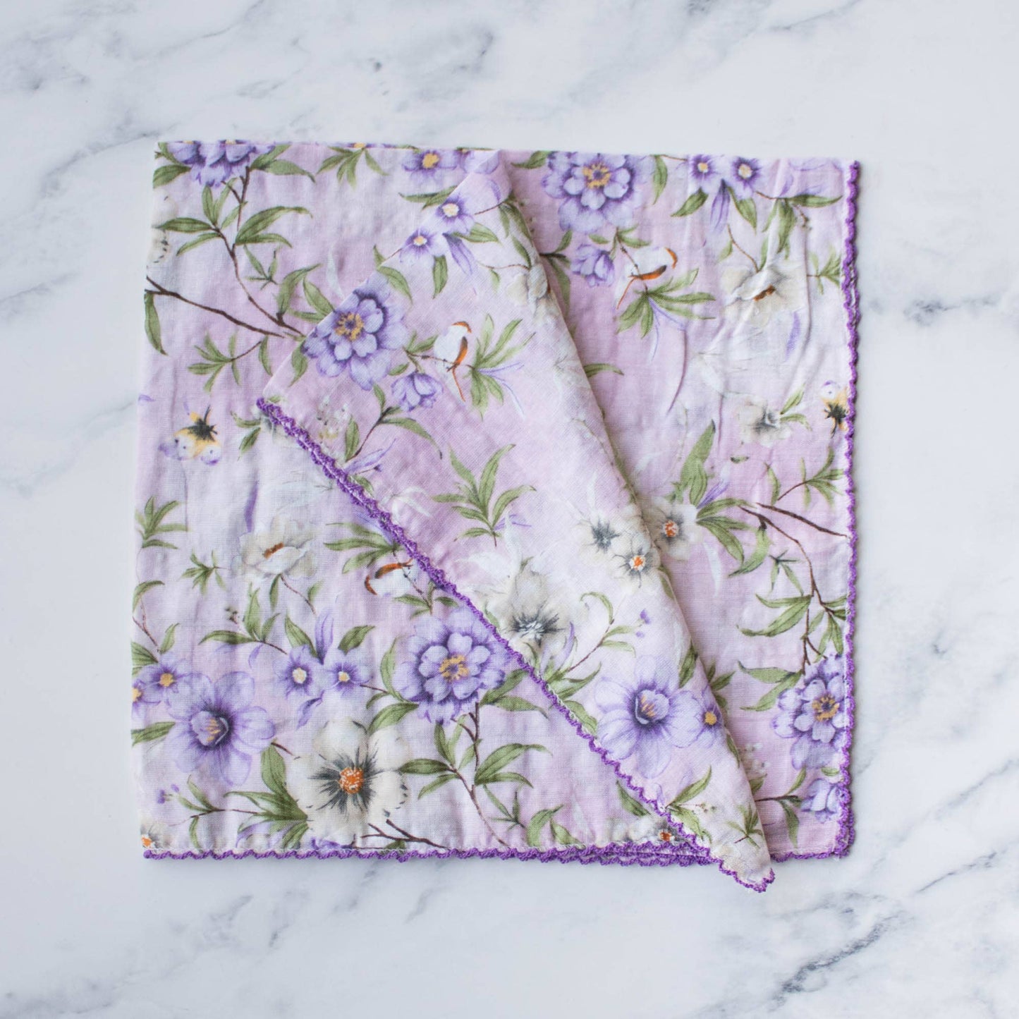 Tiepology | Ann Floral Biege and Blue Flower | Scarf