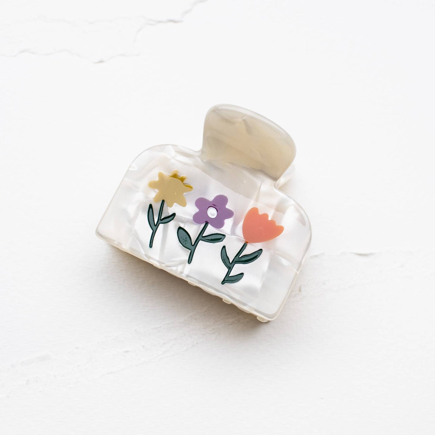 Tiepology | Eco Flowers in Bloom Cream Floral Handmade | Hair Claw Clip