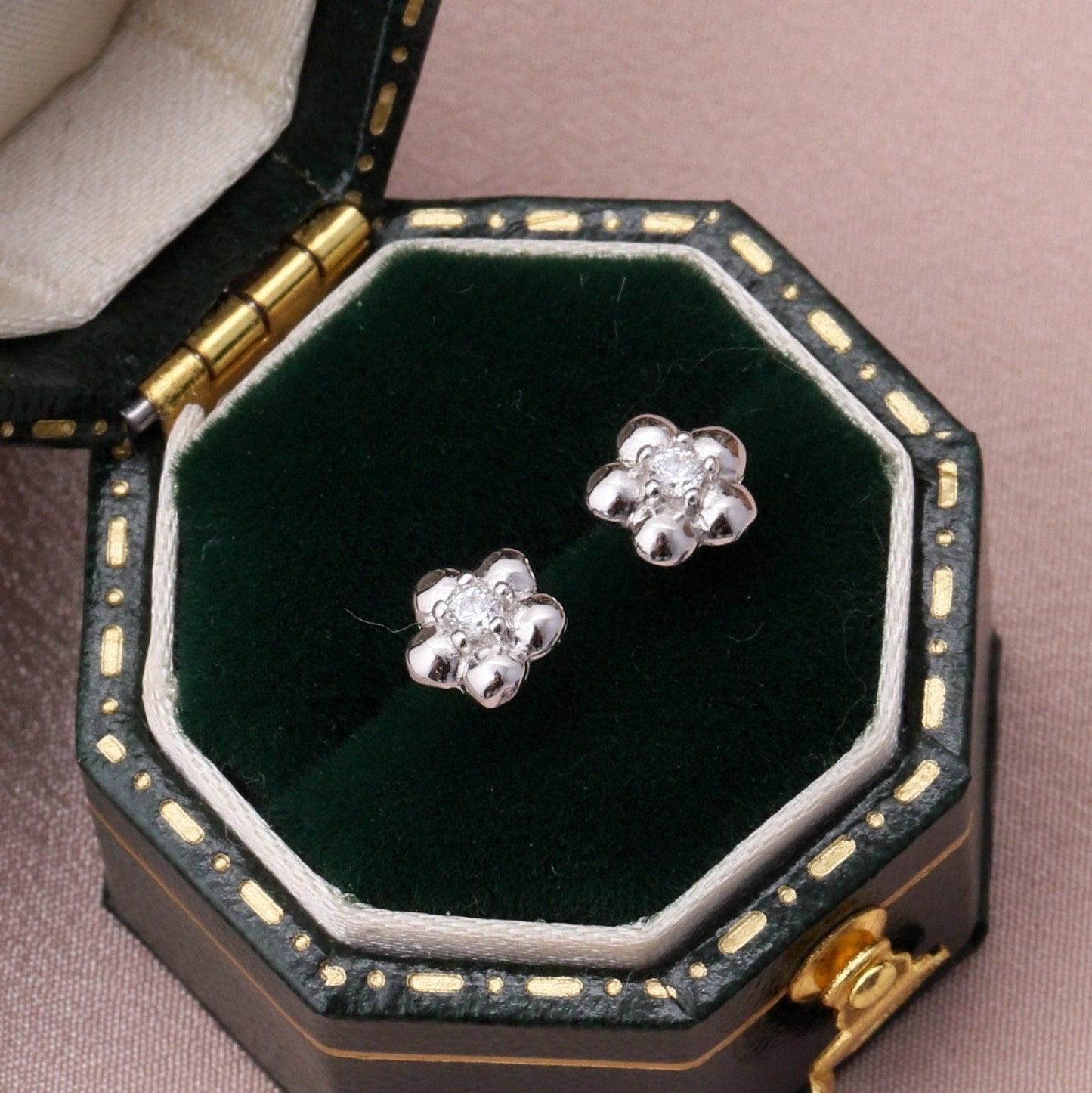 Attic Creations | Forget Me Not | 3D Flower Stud Earrings with Crystal Centre