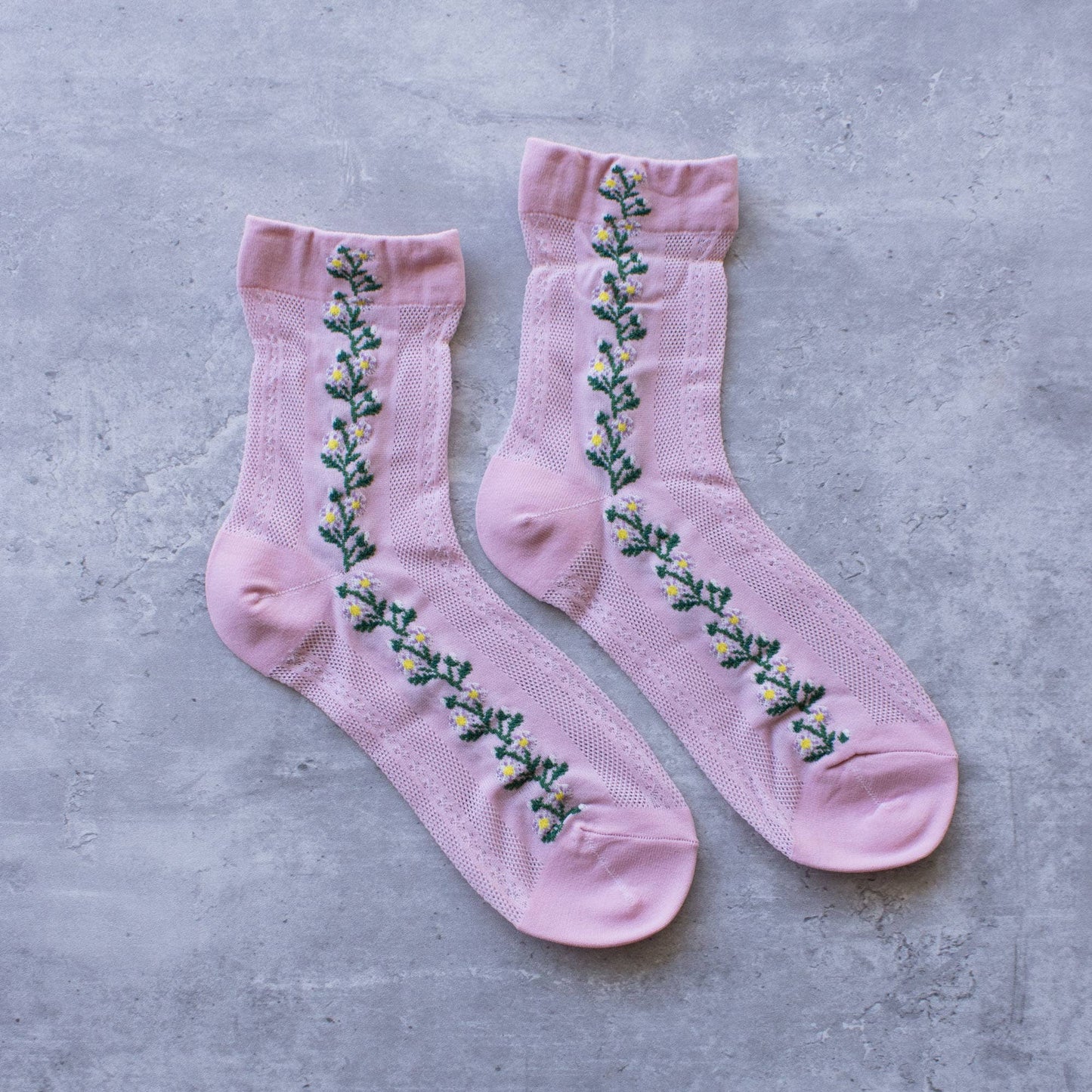 Tiepology | Floral Mesh Pink | Socks