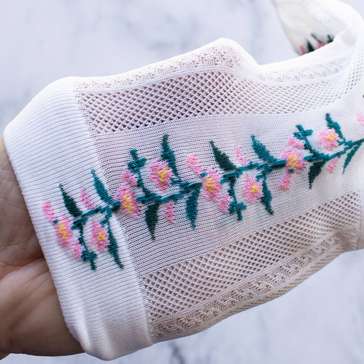 Tiepology | Floral Mesh Pink | Socks