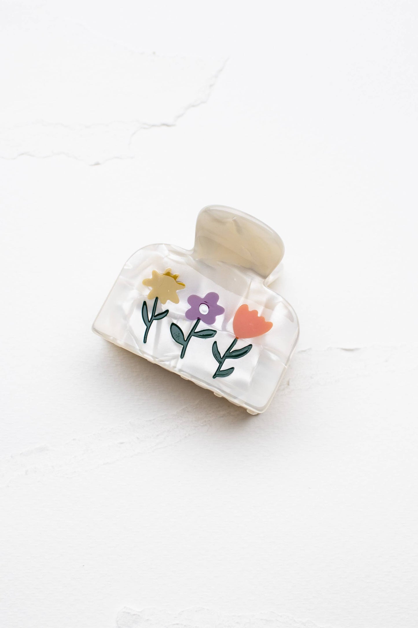 Tiepology | Eco Flowers in Bloom Cream Floral Handmade | Hair Claw Clip