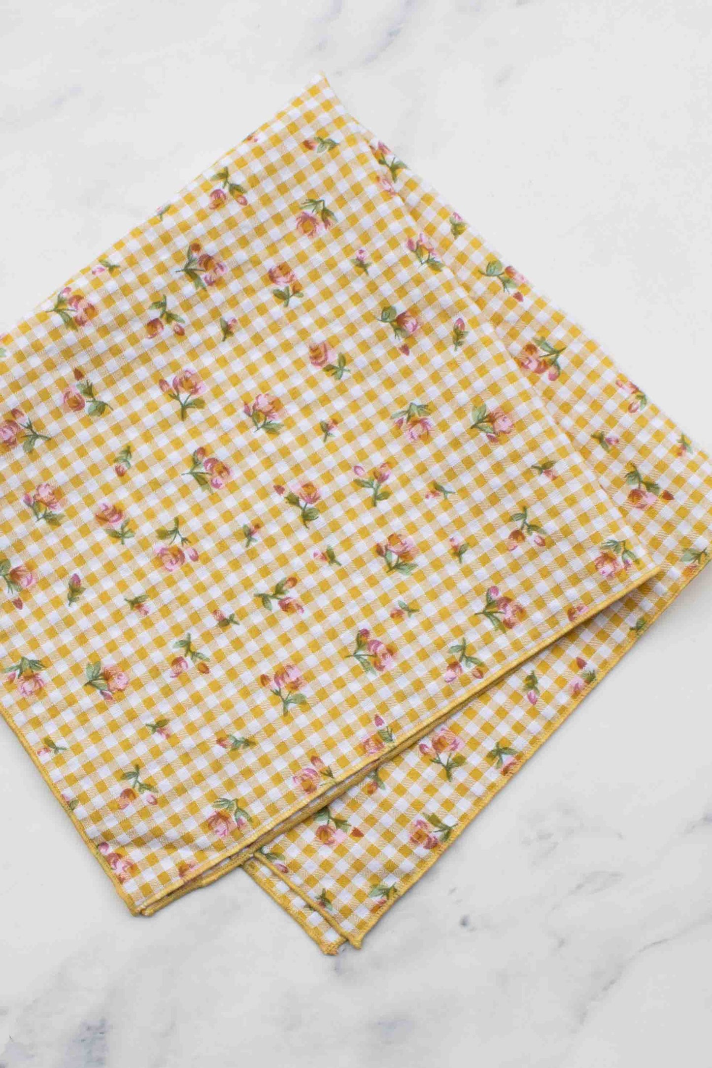 Tiepology | Floral Gingham Mustard | Scarf