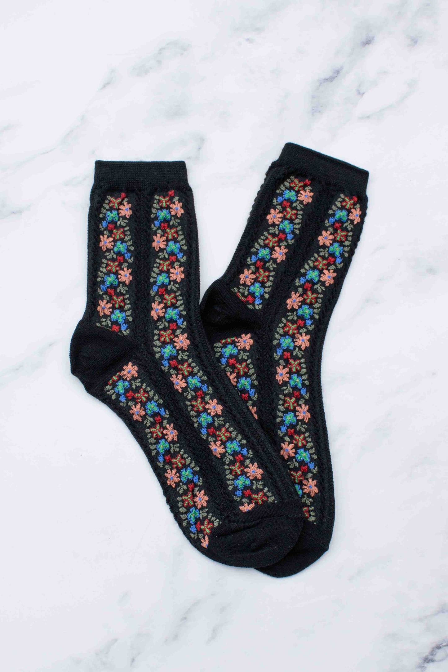 Tiepology | Women's Aahana Floral Black | Socks