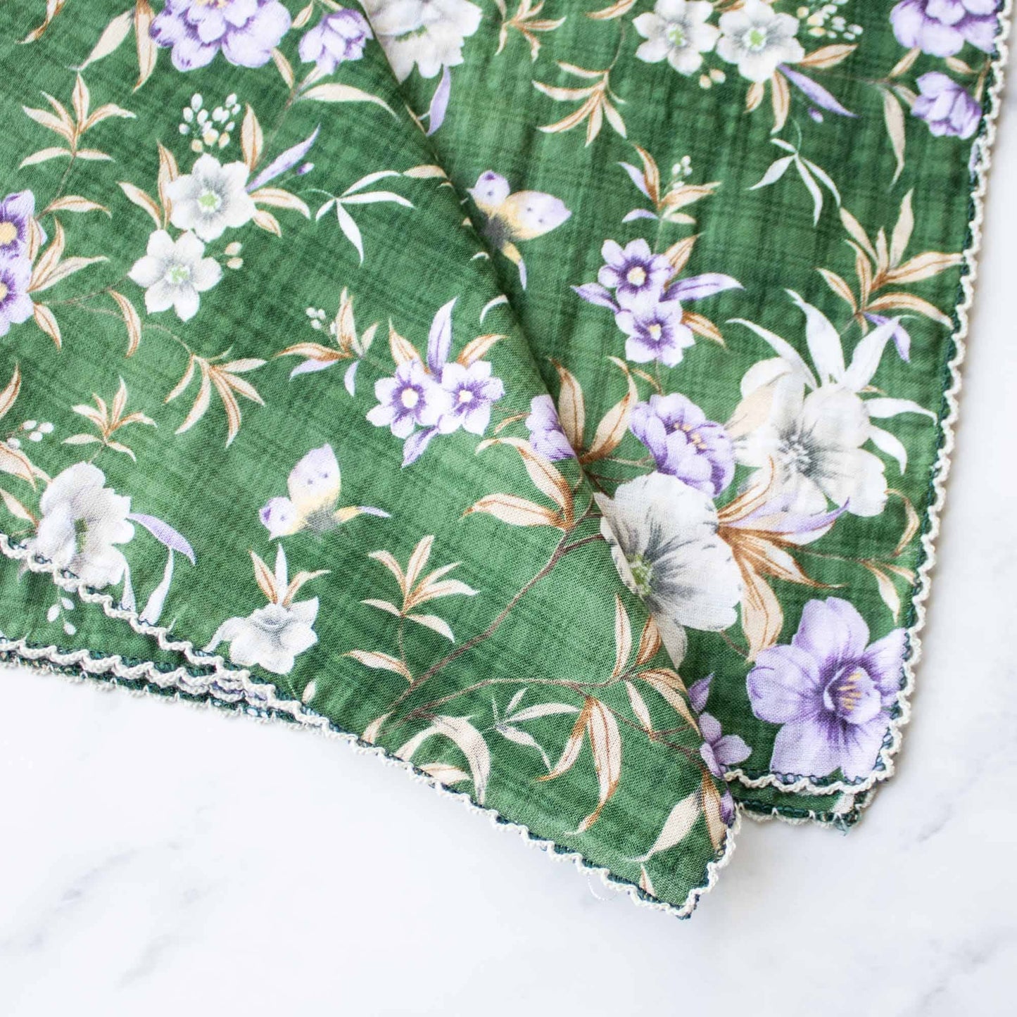 Tiepology | Ann Floral Biege and Blue Flower | Scarf