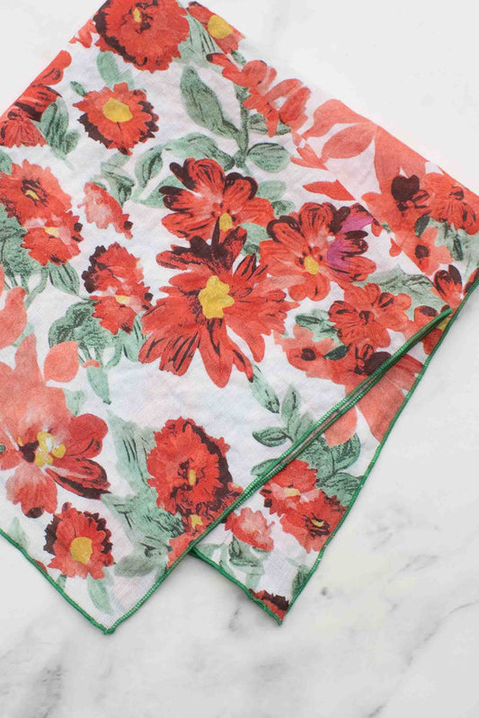 Tiepology | Bold Red Floral Cotton | Scarf