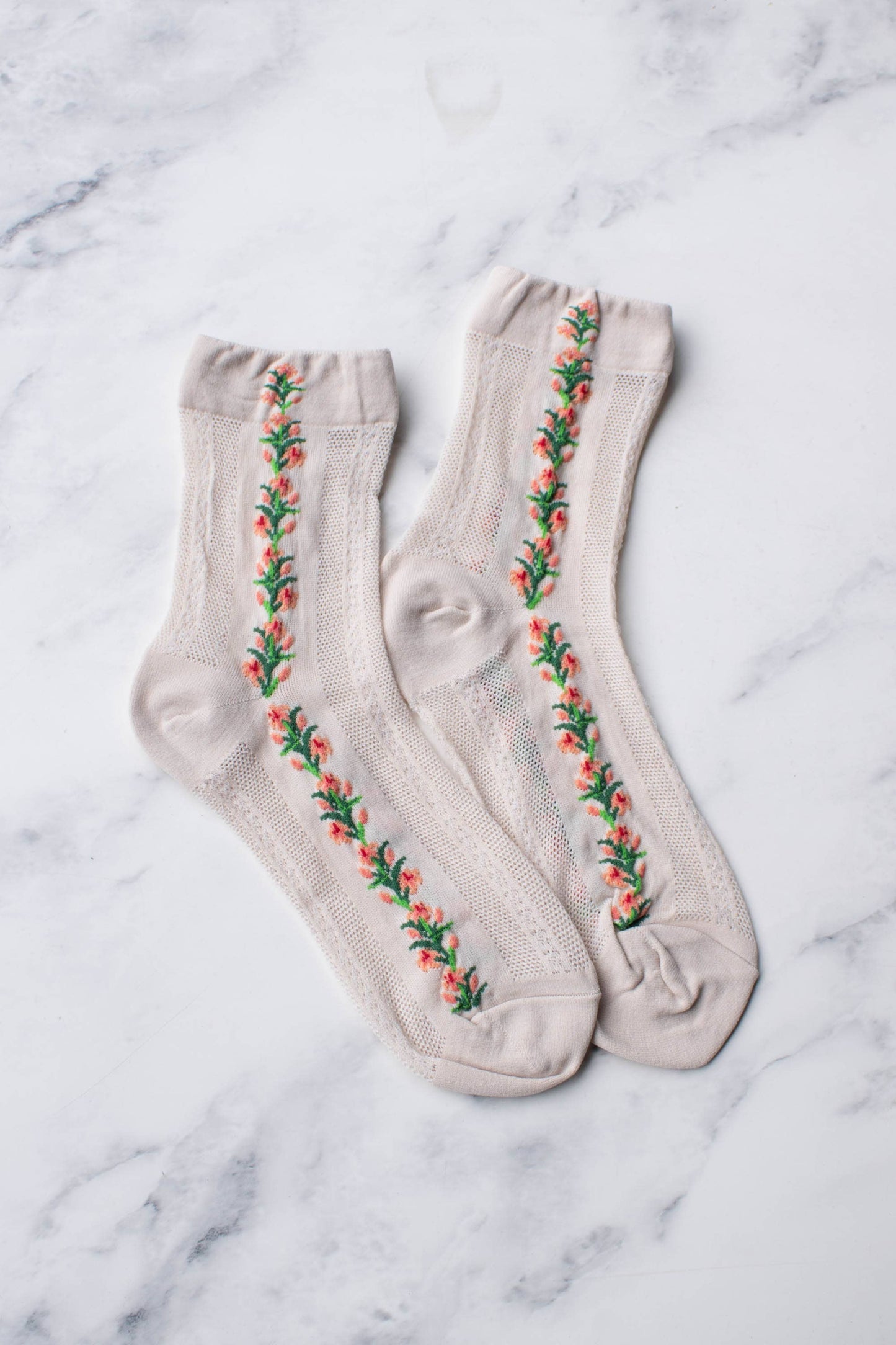 Tiepology | Floral Mesh Pink | Socks