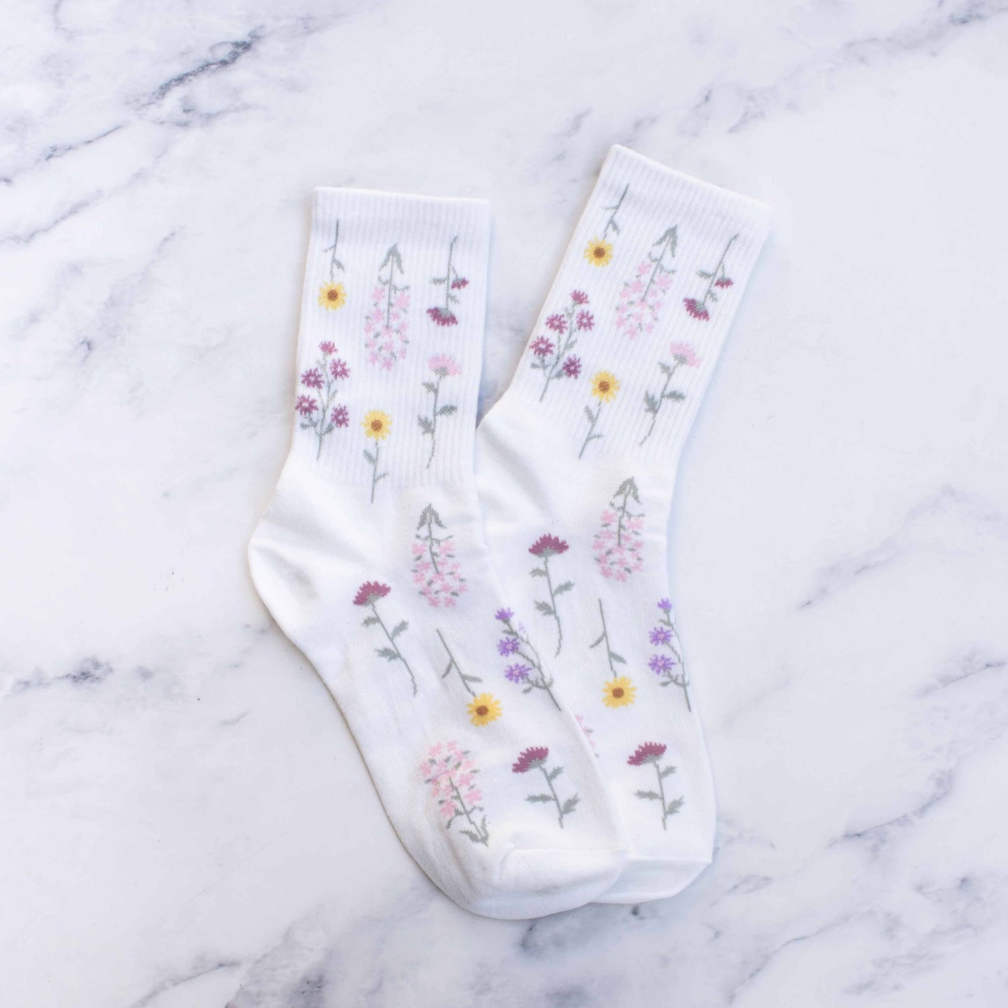Tiepology | Women's Botanical Garden Casual Socks: Cream