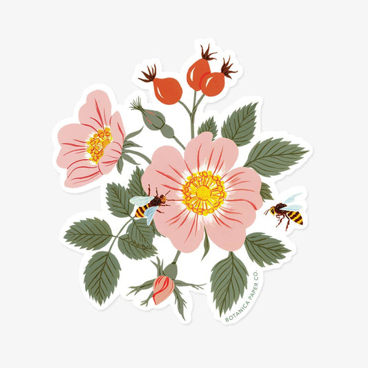 Botanica Paper Co | Dog Rose Spray | Clear Vinyl Sticker