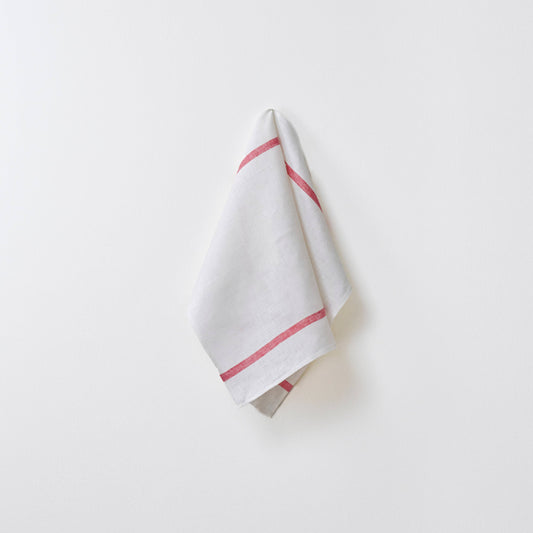 Fog Linen Work | Linen Lined Kitchen Cloth | White and Red