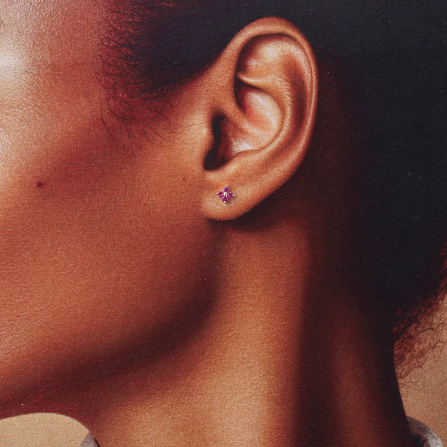 Attic Creations | Just Sparkle | Four Gem Flower Earrings Silver Pink