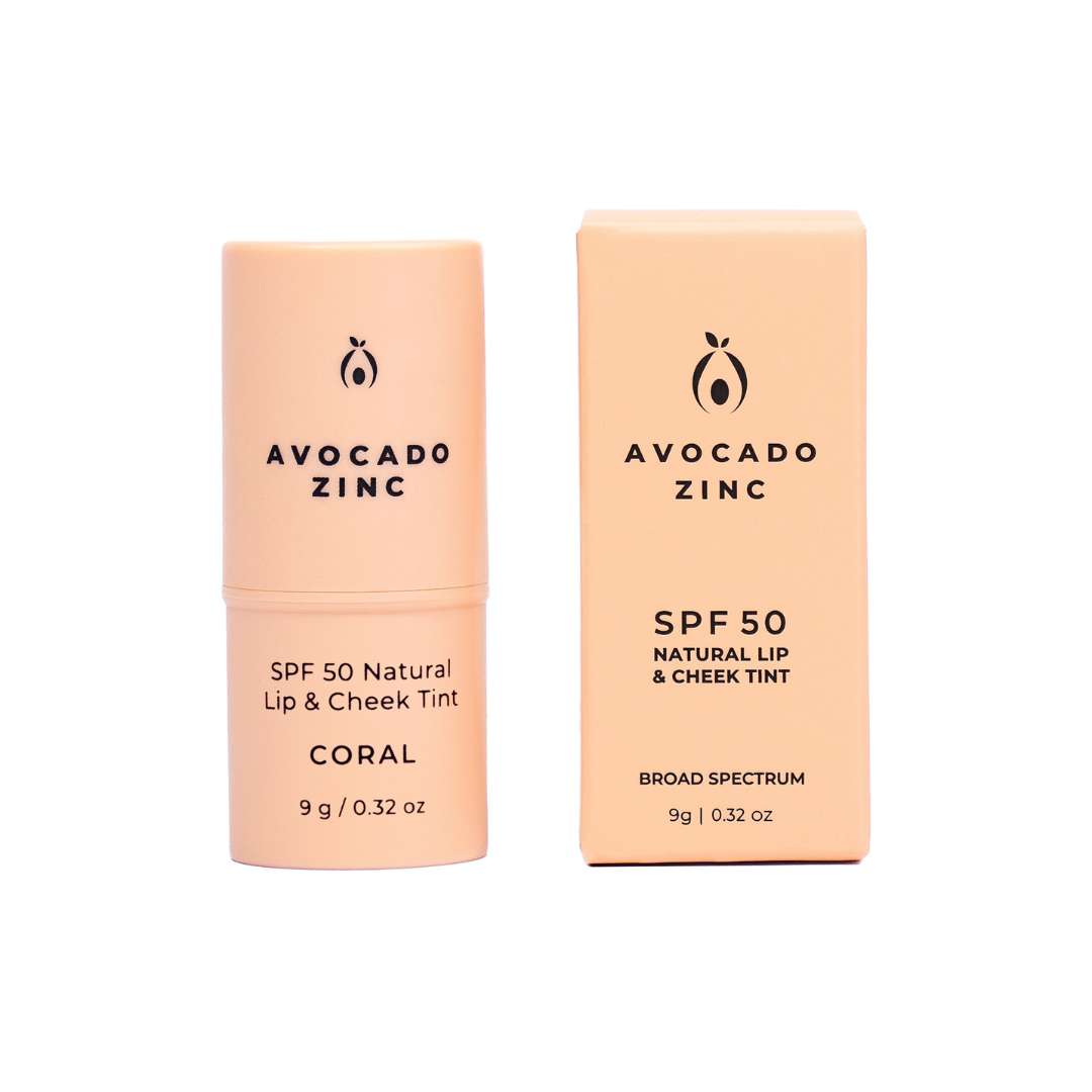 Avocado Zinc | SPF 50 Natural Lip & Cheek Tint - Coral