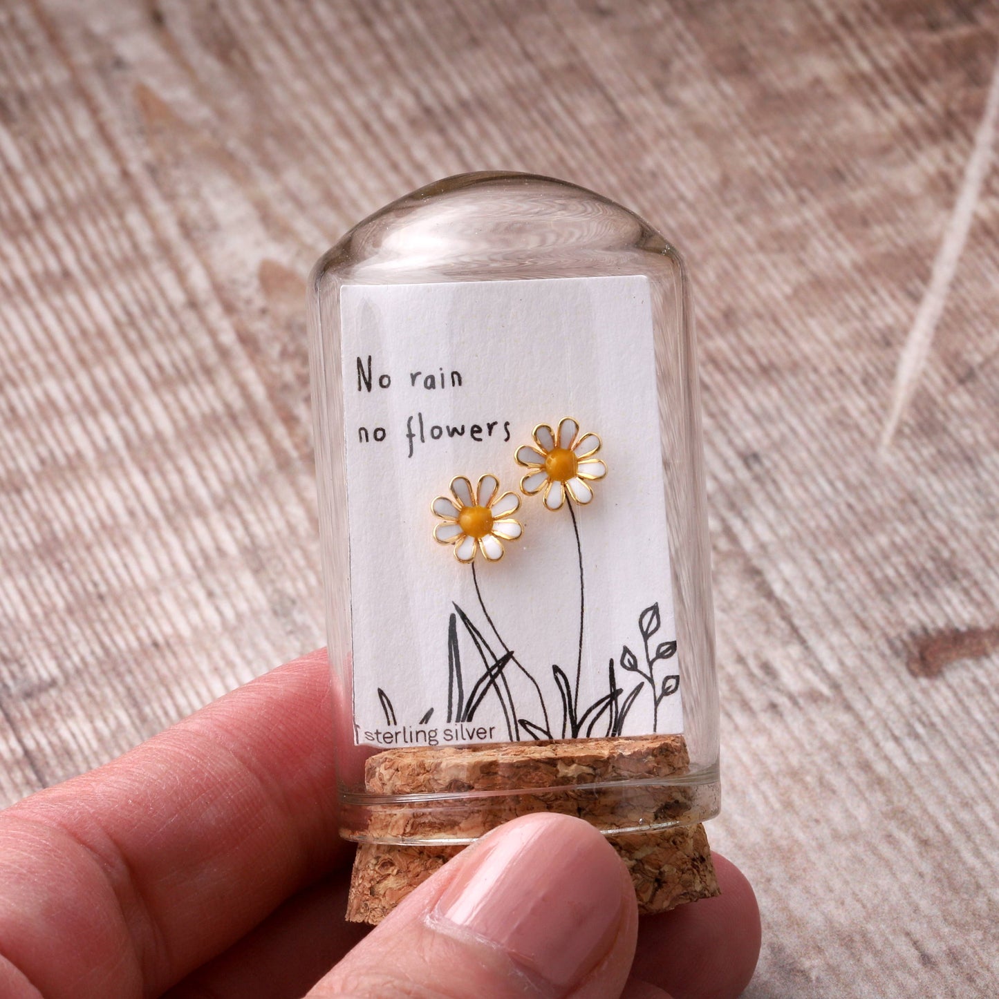 Attic Creations | No Rain No Flowers | Enamel Daisy Stud Earrings Silver