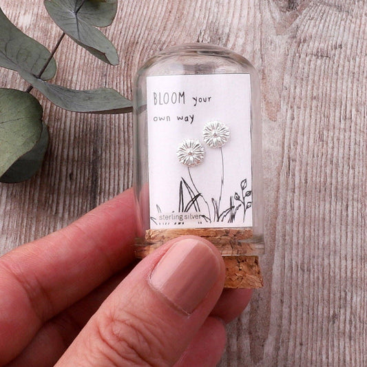 Attic Creations | Bloom Your Own Way | Chrysanthemum Stud Earrings Silver