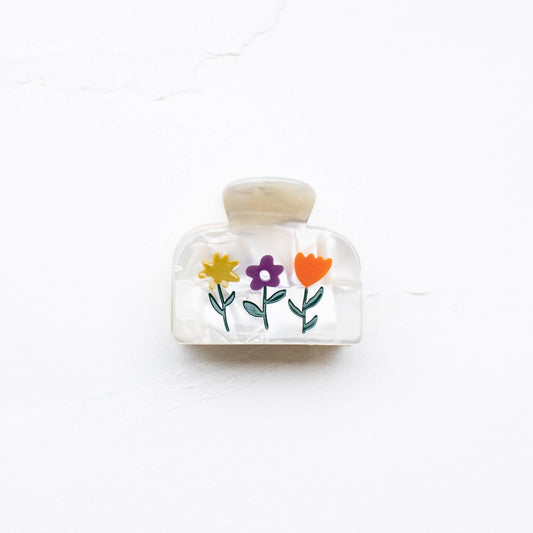 Tiepology | Eco Flowers in Bloom Cream Floral Handmade | Hair Claw Clip