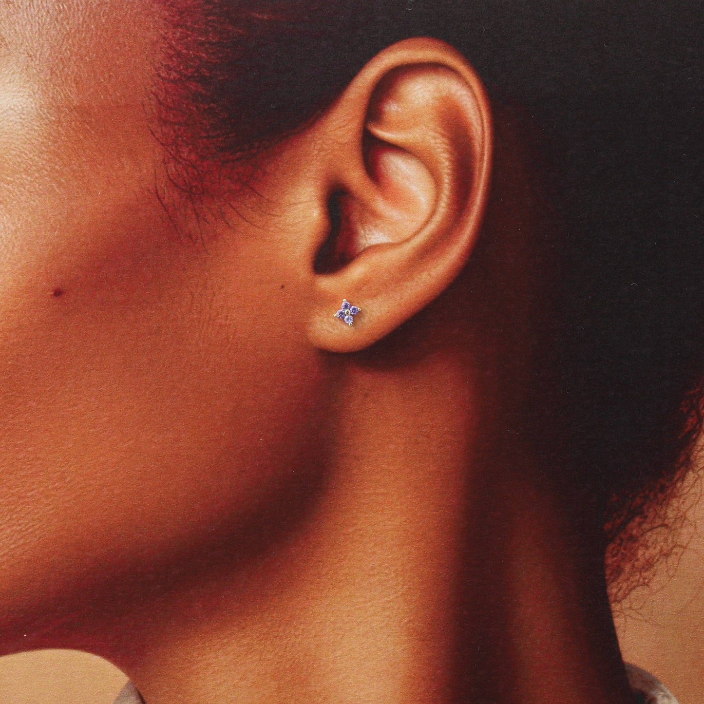 Attic Creations | Just Sparkle | Four Gem Flower Stud Earrings Gold Purple