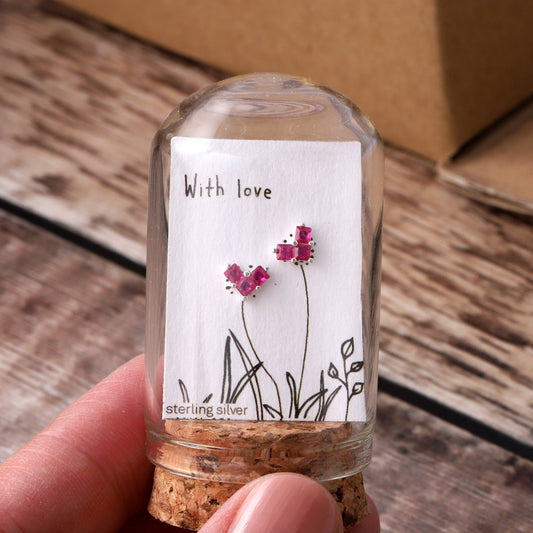 Attic Creations | With Love | Ruby Crystal Heart Stud Earrings