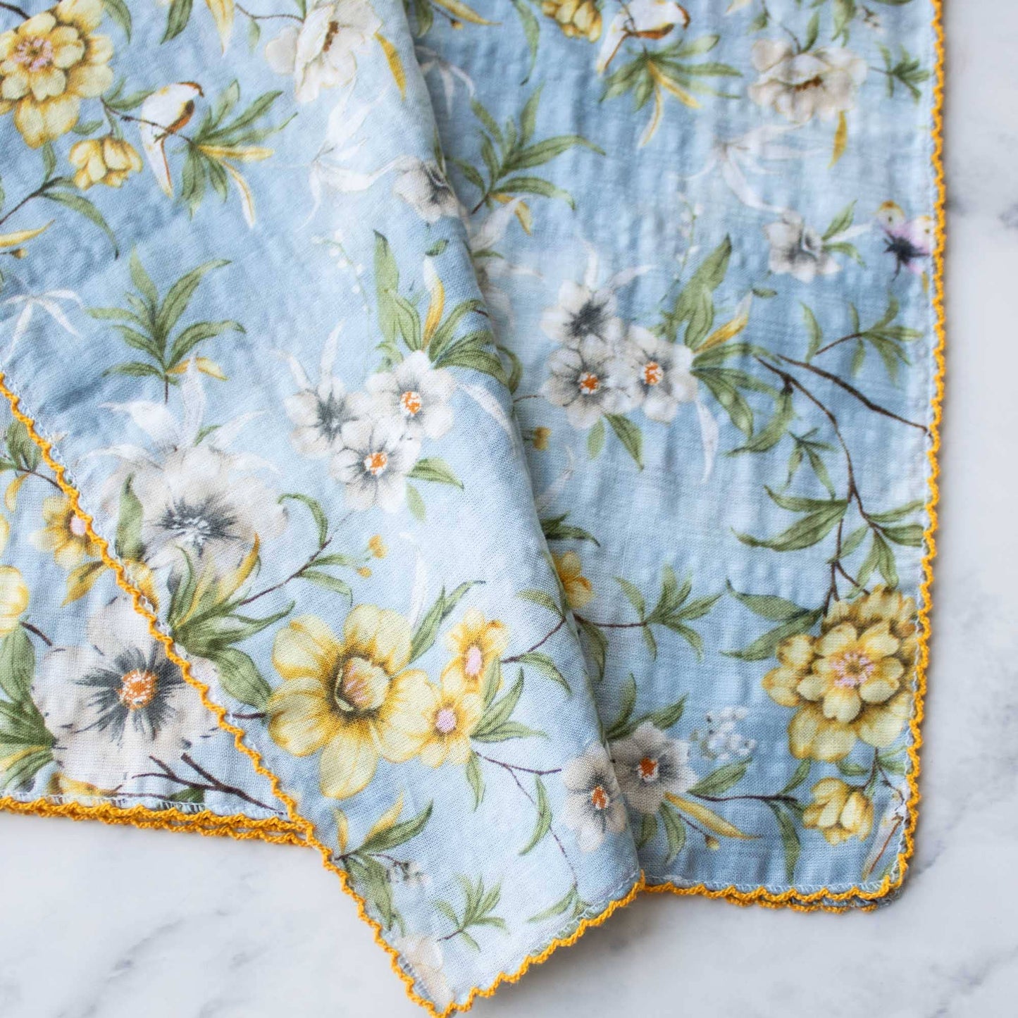 Tiepology | Ann Floral Biege and Blue Flower | Scarf
