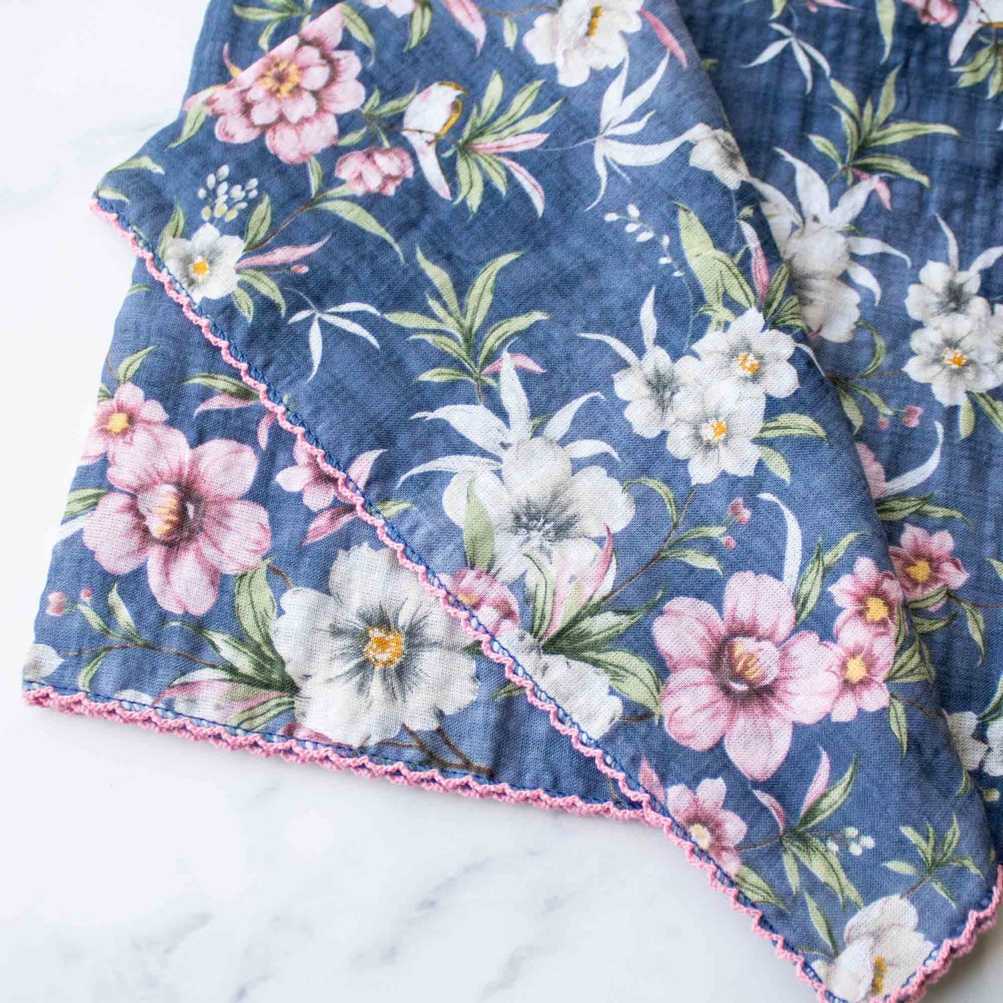 Tiepology | Ann Floral Biege and Blue Flower | Scarf