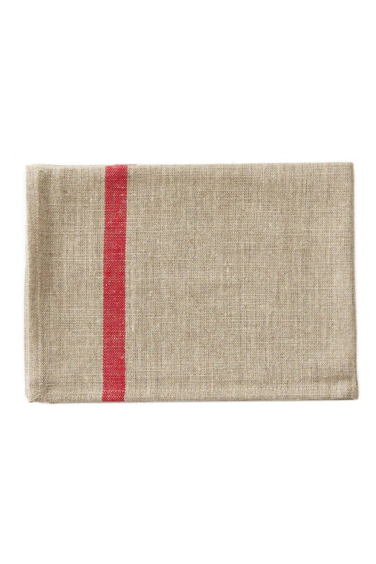 Fog Linen Work | Linen Lined Kitchen Cloth | Beige and Red