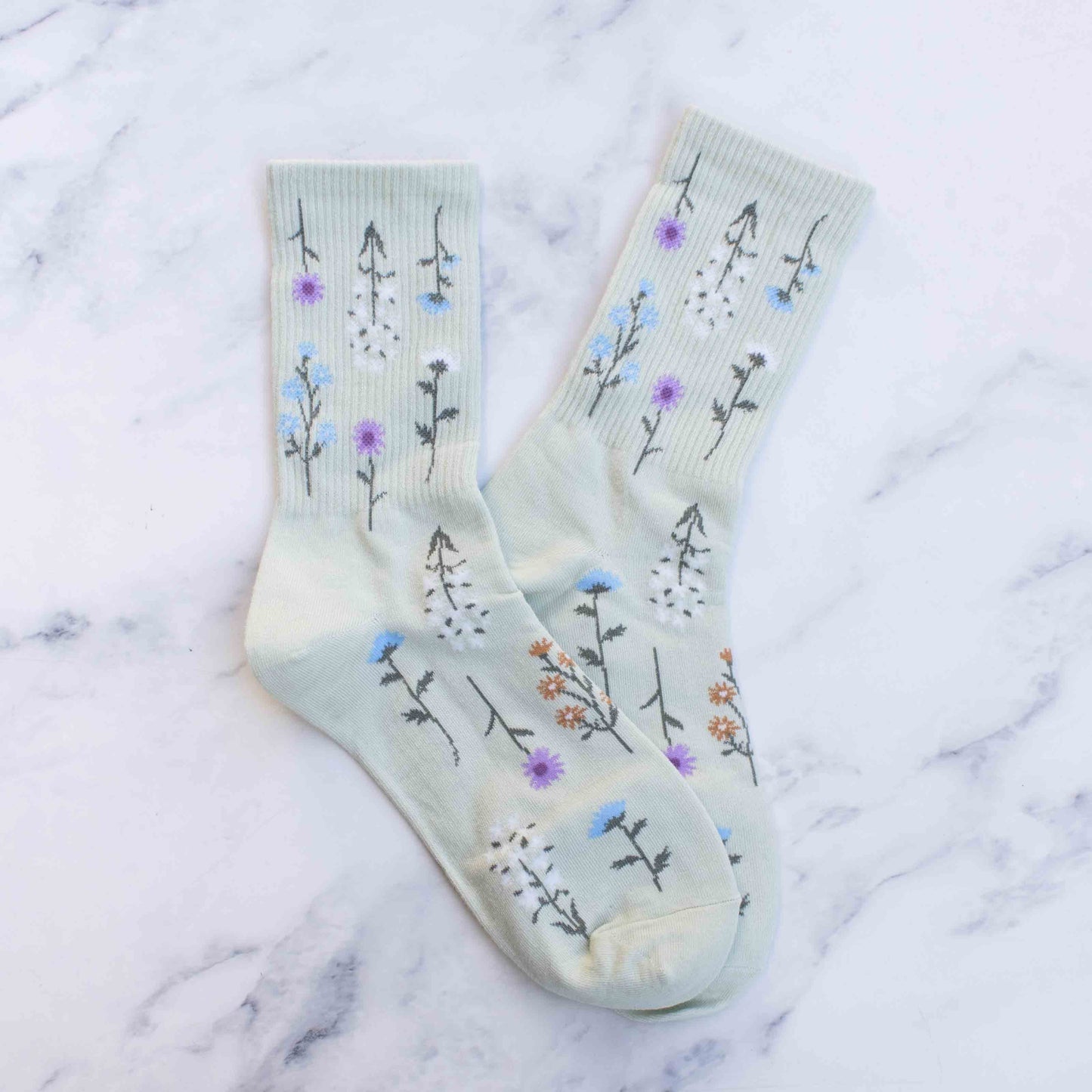 Tiepology | Women's Botanical Garden Casual Socks: Cream