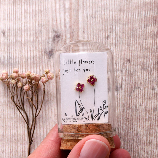 Attic Creations | Little Flower Just For You | Gold Gem Flower Stud Earrings