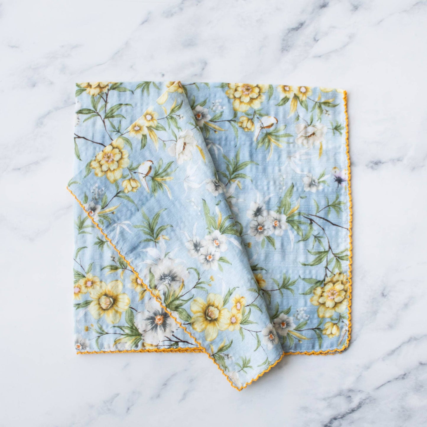 Tiepology | Ann Floral Biege and Blue Flower | Scarf