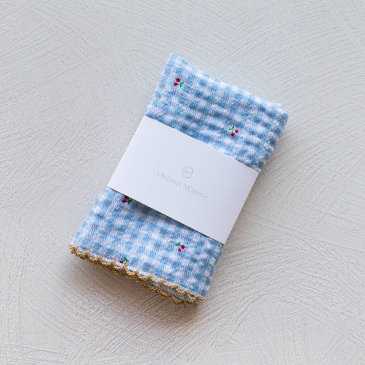 Tiepology | Cottage Mini Checker With Cherry Denim | Scarf