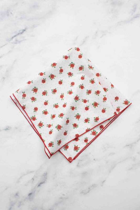 Tiepology | Vintage Rose Cotton Square Red | Scarf