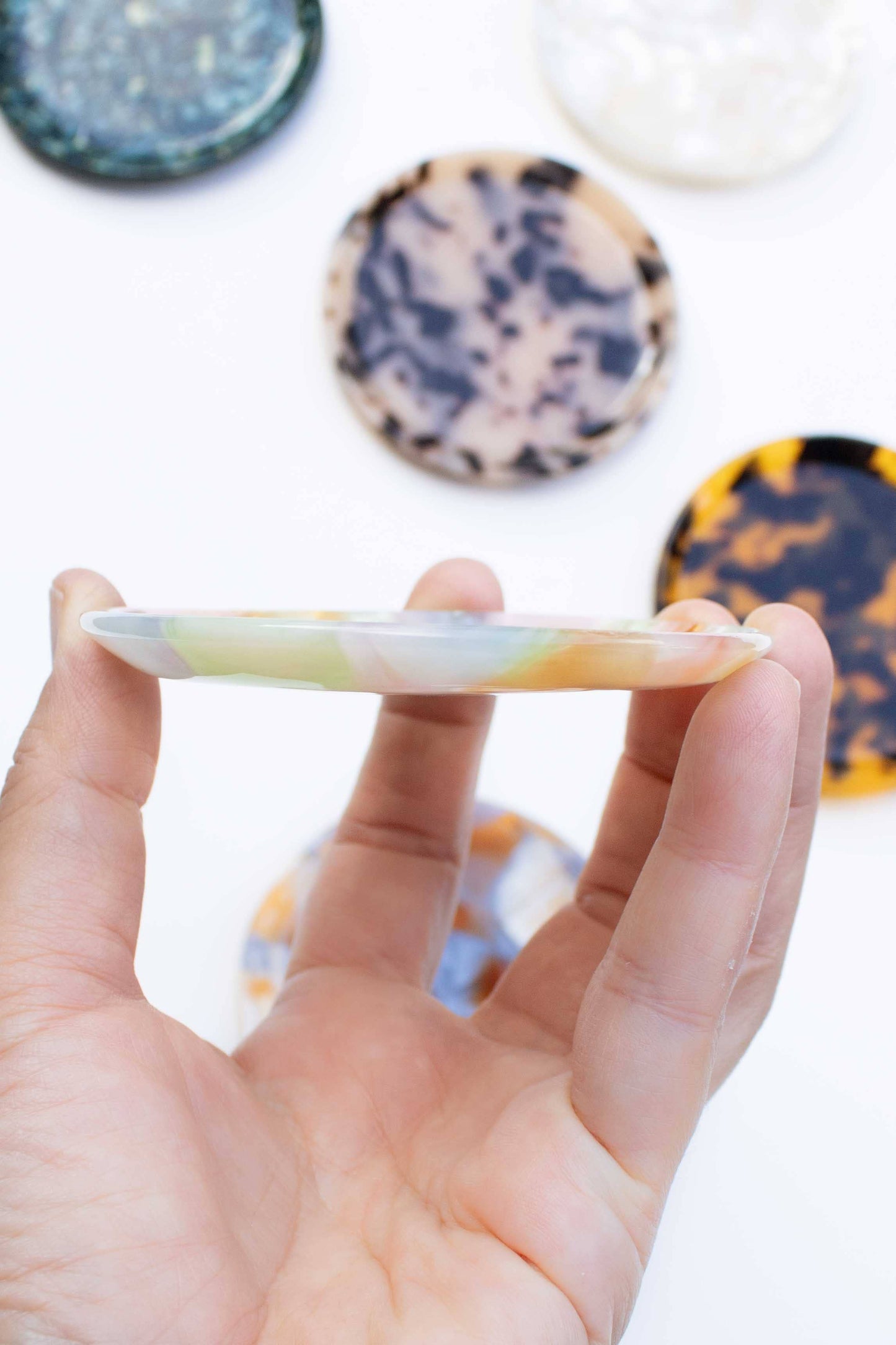 Tiepology | Cellulose Acetate Round Trinket Tray | Blueberry Caramel