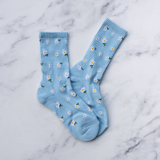 Tiepology | Little Flower Casual Socks | Blue