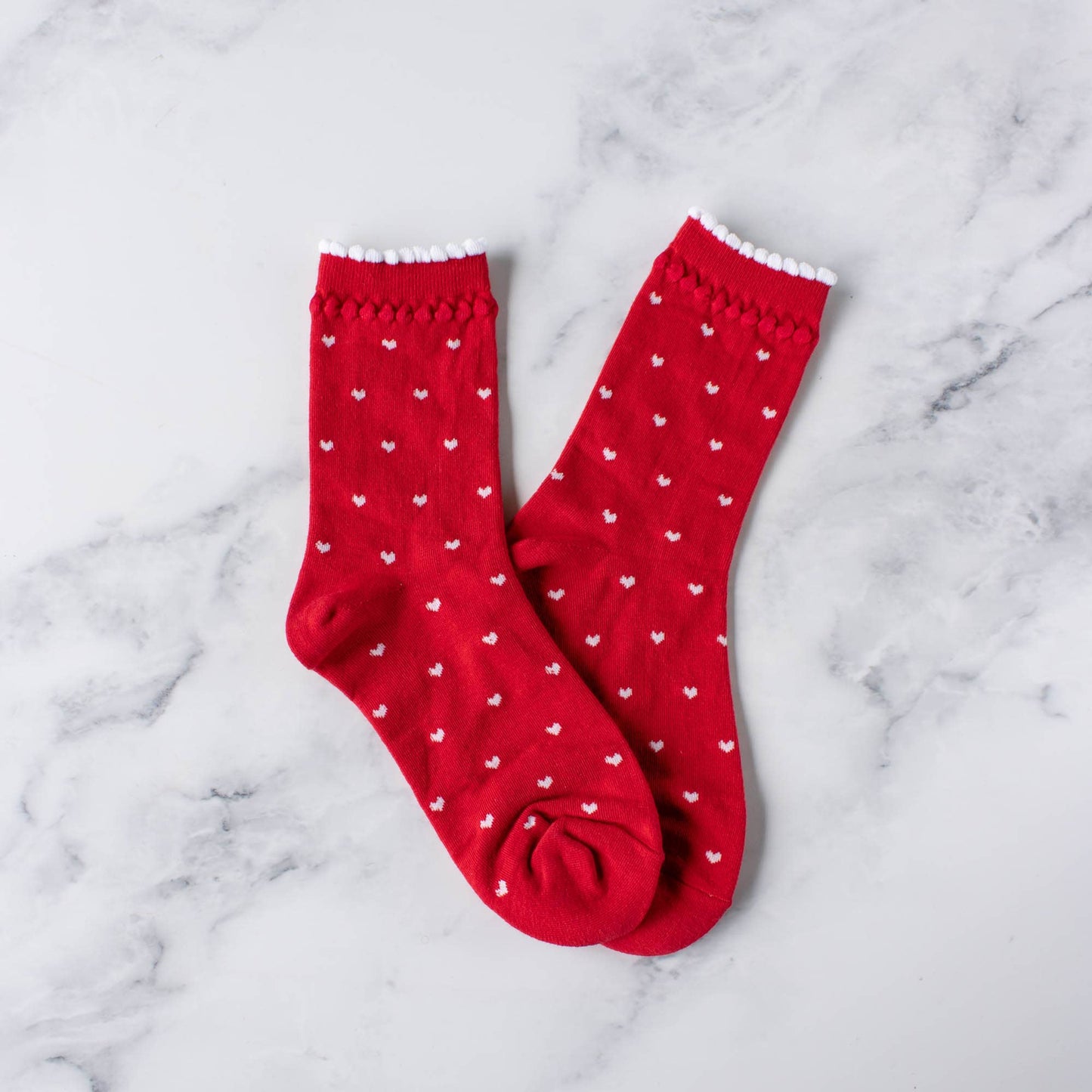 Tiepology | Always Lovely Casual Socks | Red/White Heart
