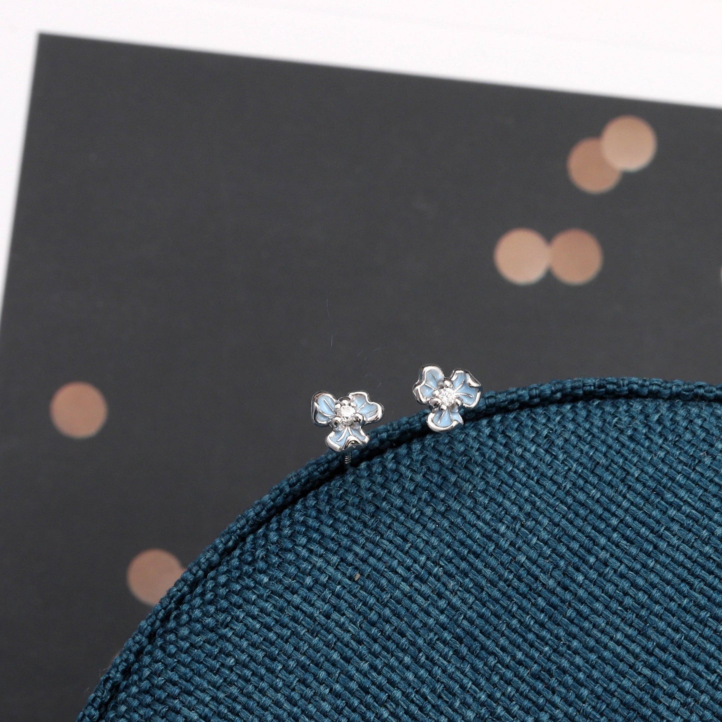 Attic Creations | I'd Pick You | Three Petal Blue Flower Stud Earrings