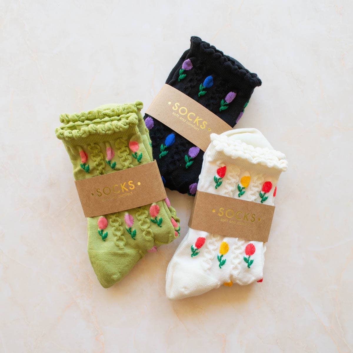 Tiepology | Tulip Flower Coral | Socks