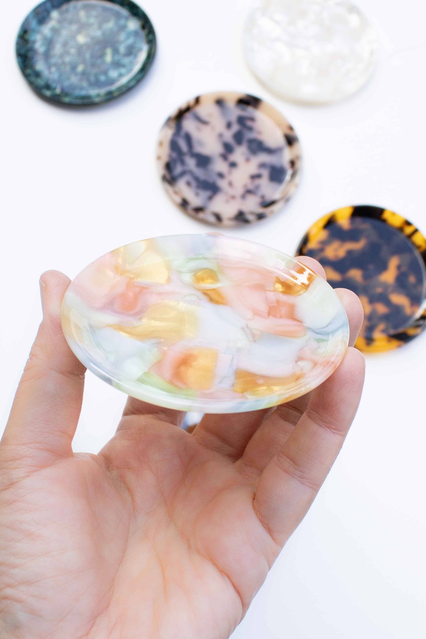 Tiepology | Cellulose Acetate Round Trinket Tray | Blueberry Caramel