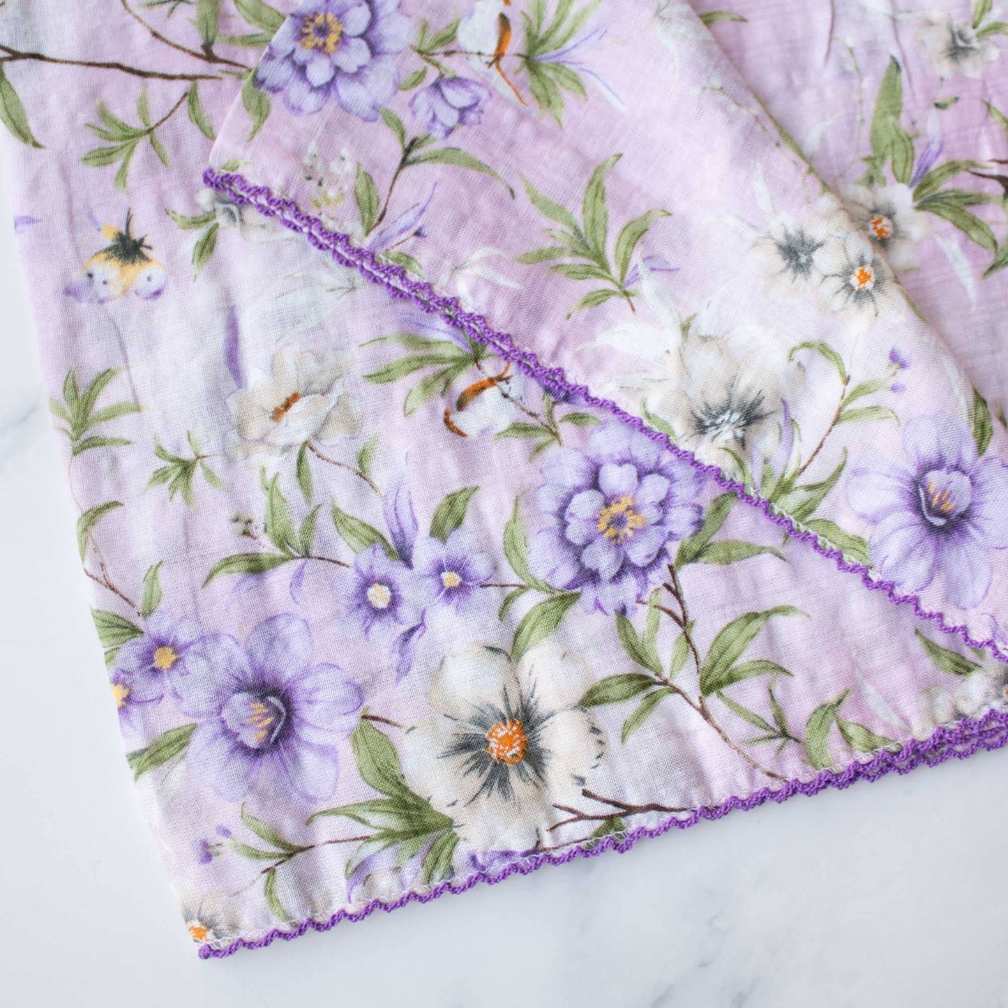 Tiepology | Ann Floral Biege and Blue Flower | Scarf
