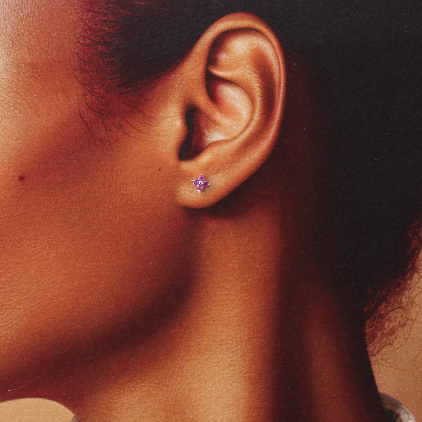 Attic Creations | Just Sparkle | Four Gem Flower Earrings Silver Pink