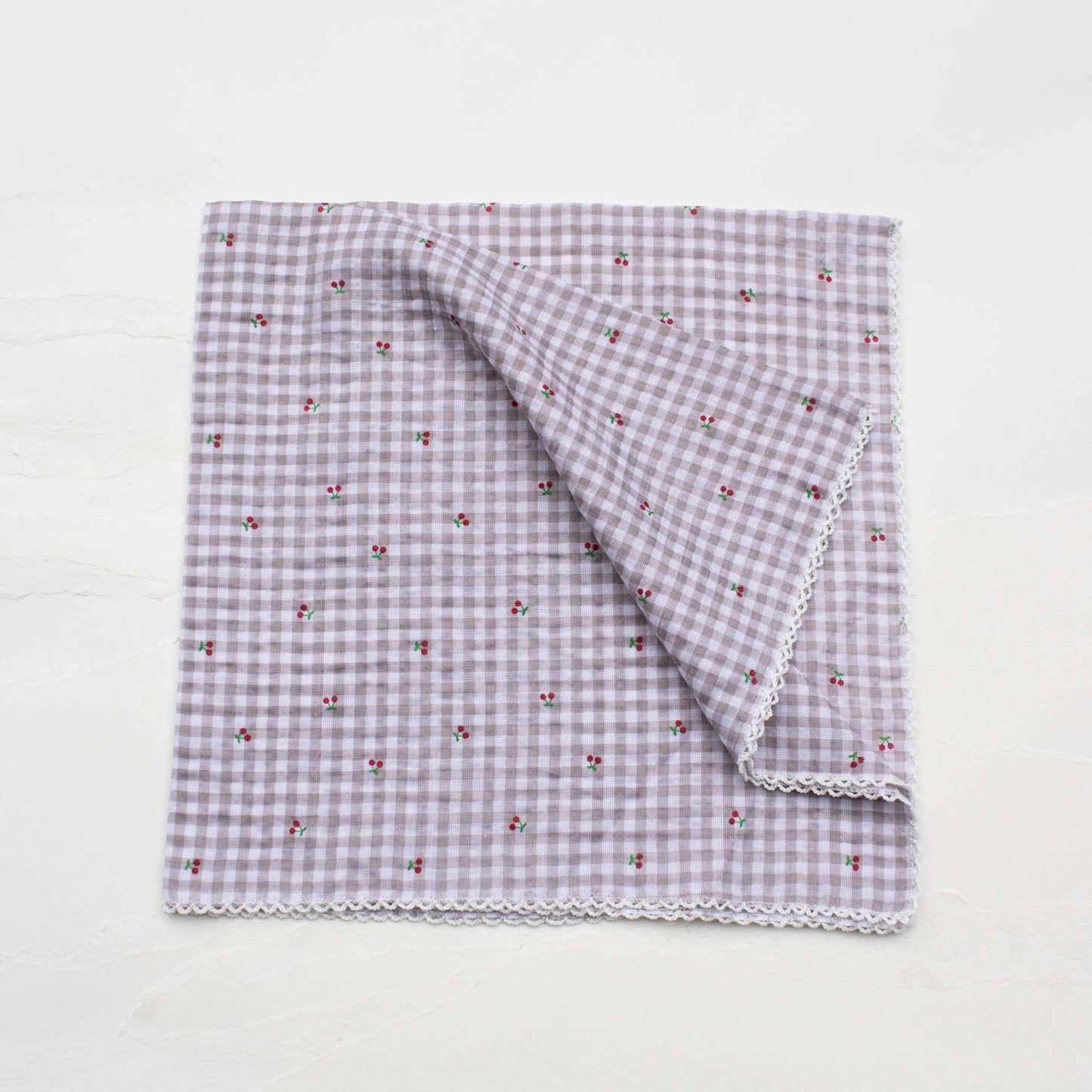 Tiepology | Cottage Mini Checker With Cherry Denim | Scarf