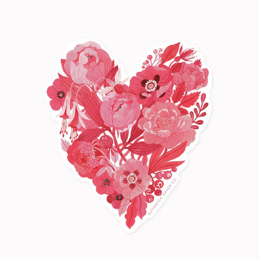 Botanica Paper Co | Floral Heart | White Vinyl Sticker