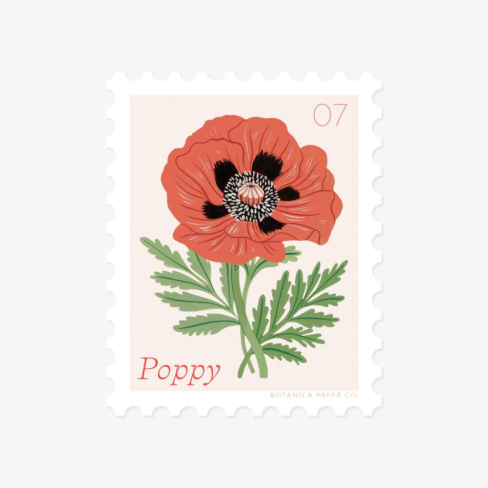 Botanica Paper Co | 07 July Flower | Stamp-Style Vinyl Sticker
