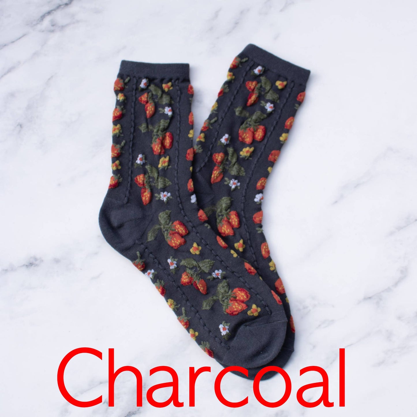 Tiepology | Strawberry Farm Casual Socks | Black