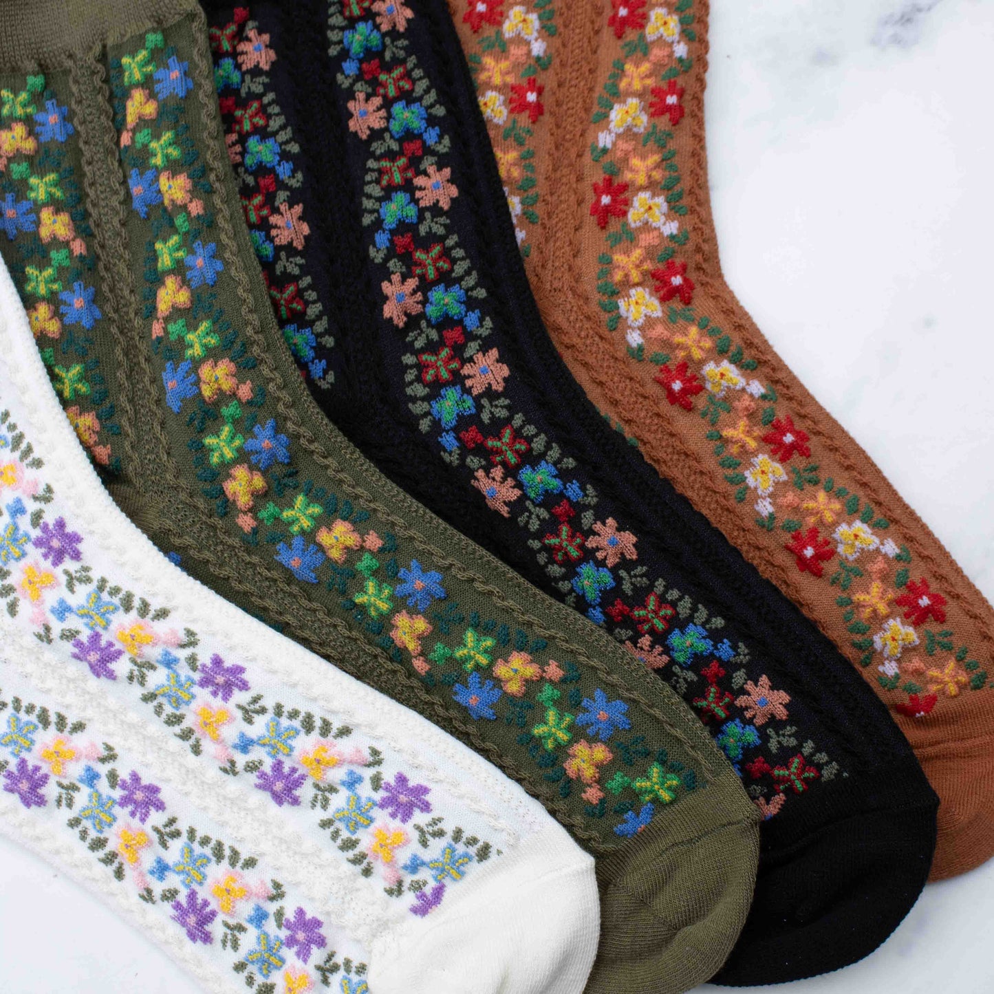 Tiepology | Women's Aahana Floral Black | Socks
